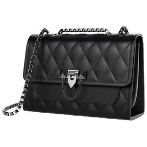 Quilted Shoulder Bags Faux Leather Crossbody Bags for Women Black